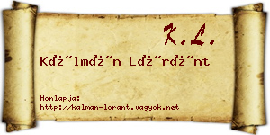 Kálmán Lóránt névjegykártya